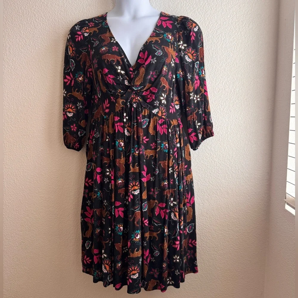 TORRID Mini Rayon Slub Balloon Sleeve Twist Font Dress 0X